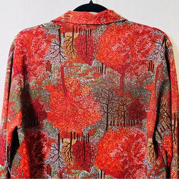 Vintage Fall Tree Scene Button Down Casual Shirt Large - Picture 6 of 7